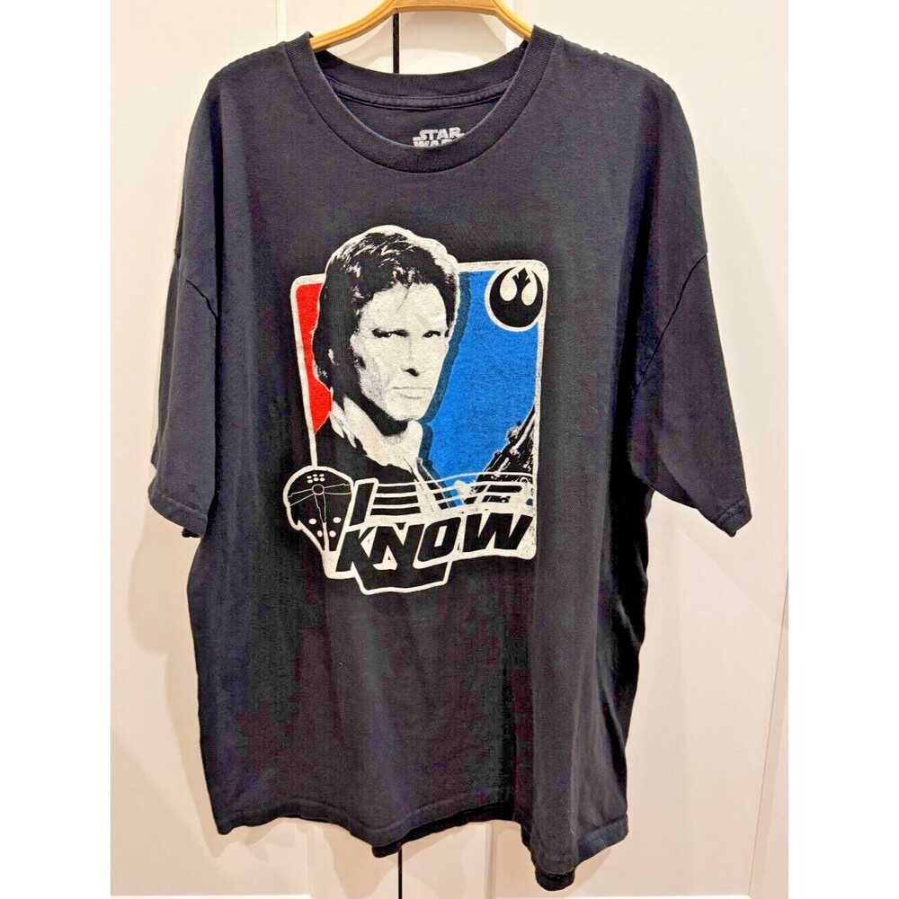 Star Wars Shirt Unisex 2X Black Hans Solo "I Know" Graphic Tee